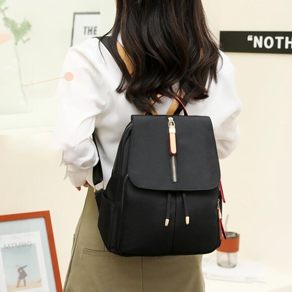 Mini Nylon Backpack for Women Lightweight Travel Purse D Black Small Trendy Bag - Picture 4 of 7